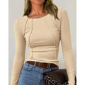 Women Long Sleeve T Shirts Crewneck Slim Fit Tops Going Out Fall Fashion Basic Tee Lady T Fashions