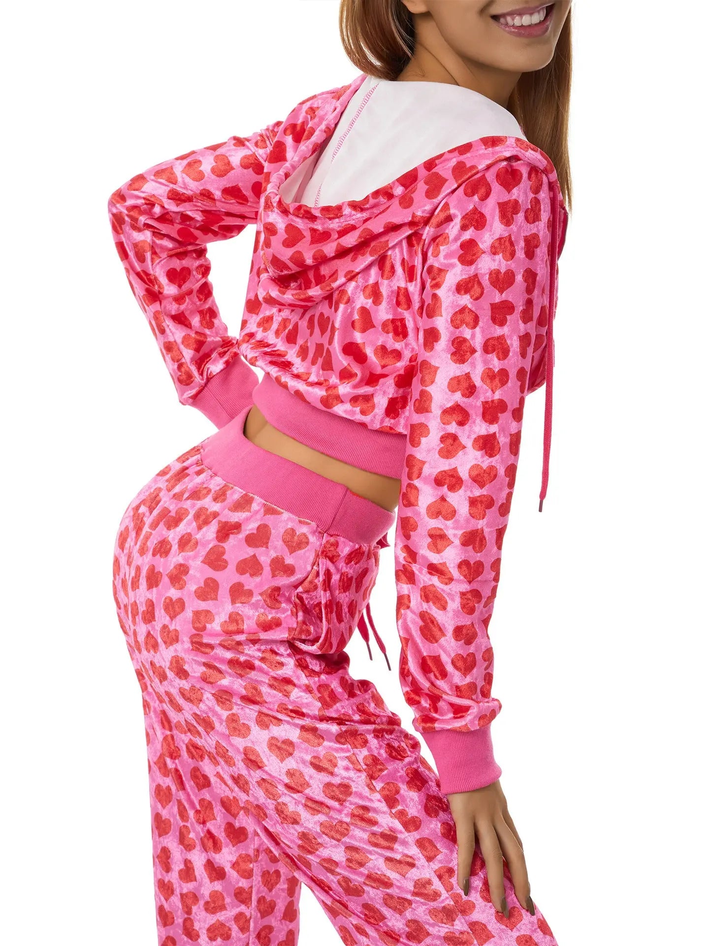 Velvet Love Printed Hooded Sweater Fashion Suit Women Lady T Fashions