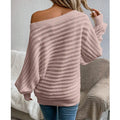 Women's Off Shoulder Sweater Batwing Sleeve Pullover Top Fall Casual Loose Knit Long Sleeve Lady T Fashions