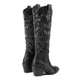 Women's Chunky Heel Spider Print Knee High Boots, Pointed Toe Solid Color Slip On Long Boots, Comfortable Shoes Lady T Fashions