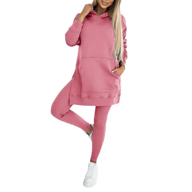 Sports Casual Hooded Sweater Thickened Underwear Leggings Two-piece Suit Lady T Fashions