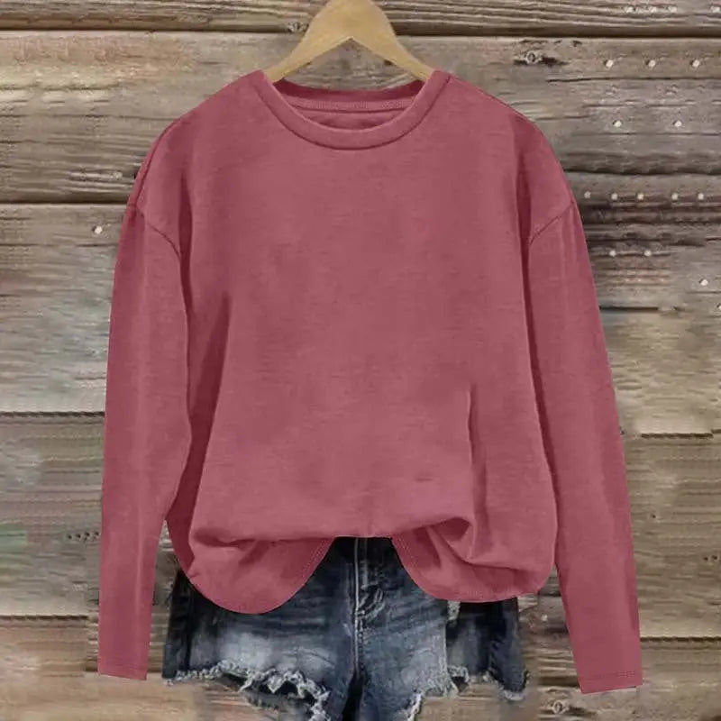 3 Pack Women's Solid Color Casual Set Round Neck Long Sleeve Tops For Spring&Fall Lady T Fashions
