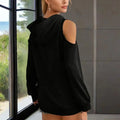 Women's Solid Color Long Sleeve Off-Shoulder Hoodie - Spring & Summer Fashion Casual Pullover Top Lady T Fashions