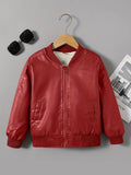 [Fleece-Lined Jacket] Cozy Fleece-Lined Boys' Zip-Up Jacket | Casual Stand Collar, Long Sleeve Outerwear for Fall/Winter Lady T Fashions
