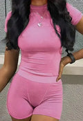 Women's Solid Color Short Sleeve Top And Shorts Set Lady T Fashions