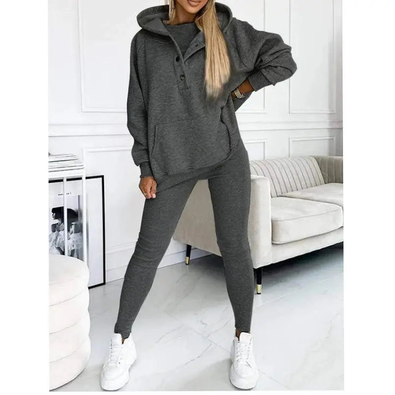 Women's Solid Color Vest Hoodie And Pants Set Lady T Fashions
