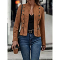 Women's Faux Suede Blazer - Long Sleeve Notch Lapel Open Front Jacket, Casual Business Office Blazer Lady T Fashions