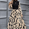 Ladies' Spring And Autumn New Long Sleeve Stripe Printed Elegant Style Dress Lady T Fashions