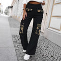 High Street Fashionable Overalls Pocket Camouflage Stitching Trousers Lady T Fashions