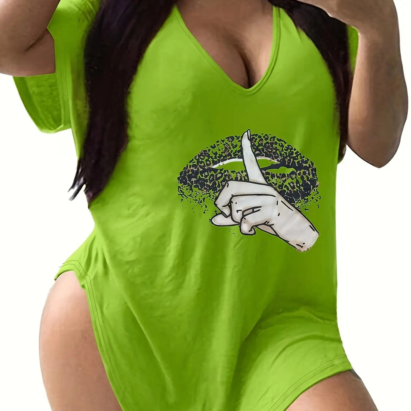Plus Size Curved Hem T-Shirt - Flattering Relaxed Fit with Classic V Neck, Short Sleeve, and Comfortable Casual Style - Designed for Plus Size Women, Part of Our Womens Plus Size Clothing Collection Lady T Fashions
