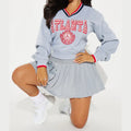 Letter Printed V-neck Long-sleeved Sweater Elastic Pleated Skirt Suit Lady T Fashions