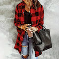 Women's Long Sleeve Plaid Print Button Front Casual Shirt For Spring & Fall Lady T Fashions