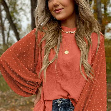 Women's New Round Neck Chiffon Blouse Lady T Fashions