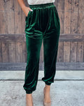 Women's Solid Color Straight Pants With Elastic Waist And Casual Cuffs Lady T Fashions