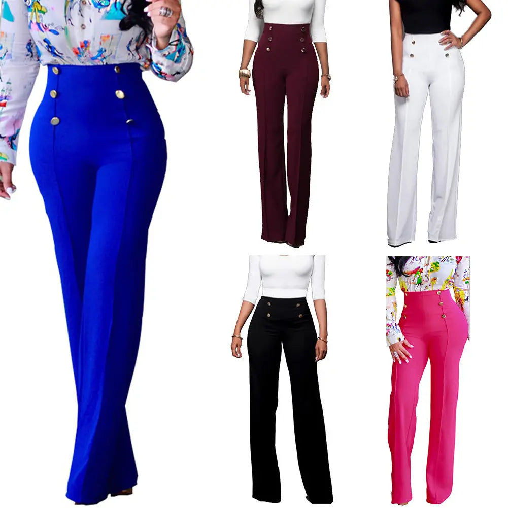 Double breasted flared pants Lady T Fashions