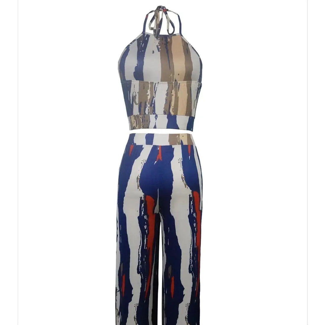 Ladies' Summer Fashion Cross Backless Square Neck Sleeveless Short Top And Daily Wide Leg Pants Set Lady T Fashions