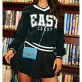 Letter Printed V-neck Long-sleeved Sweater Elastic Pleated Skirt Suit Lady T Fashions