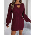 Womens Long Sleeve Sweater Dress Sexy Cut Out Bodycon Mini Fall Dress Trendy Ribbed Ladies Winter Sweater Lady T Fashions