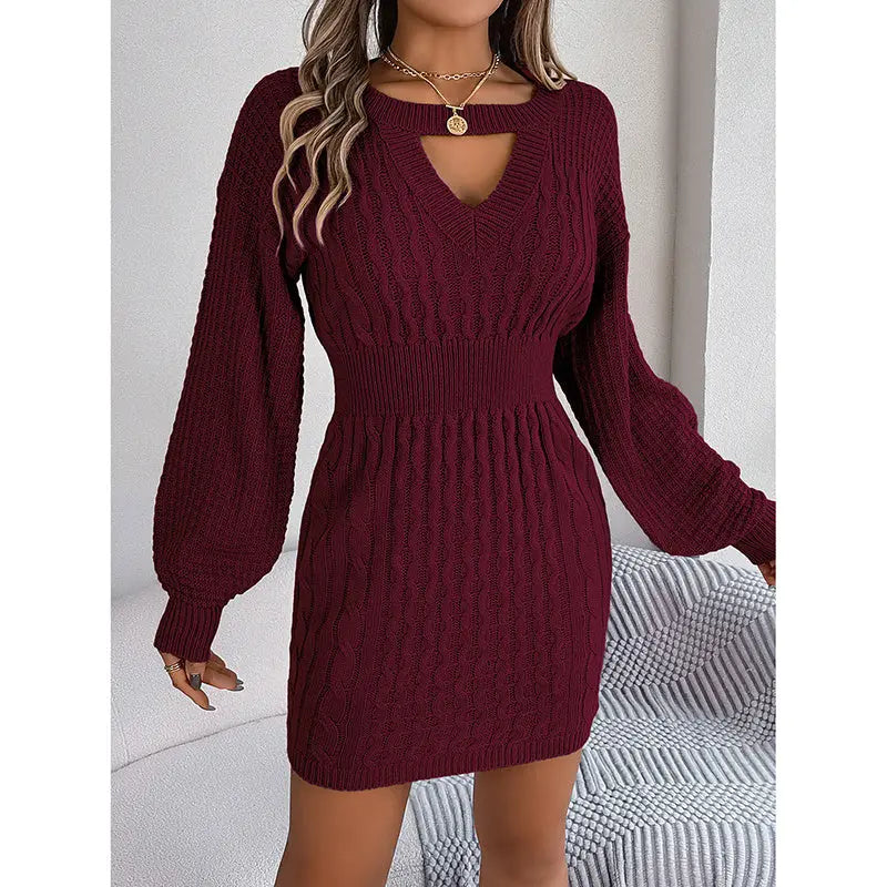 Womens Long Sleeve Sweater Dress Sexy Cut Out Bodycon Mini Fall Dress Trendy Ribbed Ladies Winter Sweater Lady T Fashions