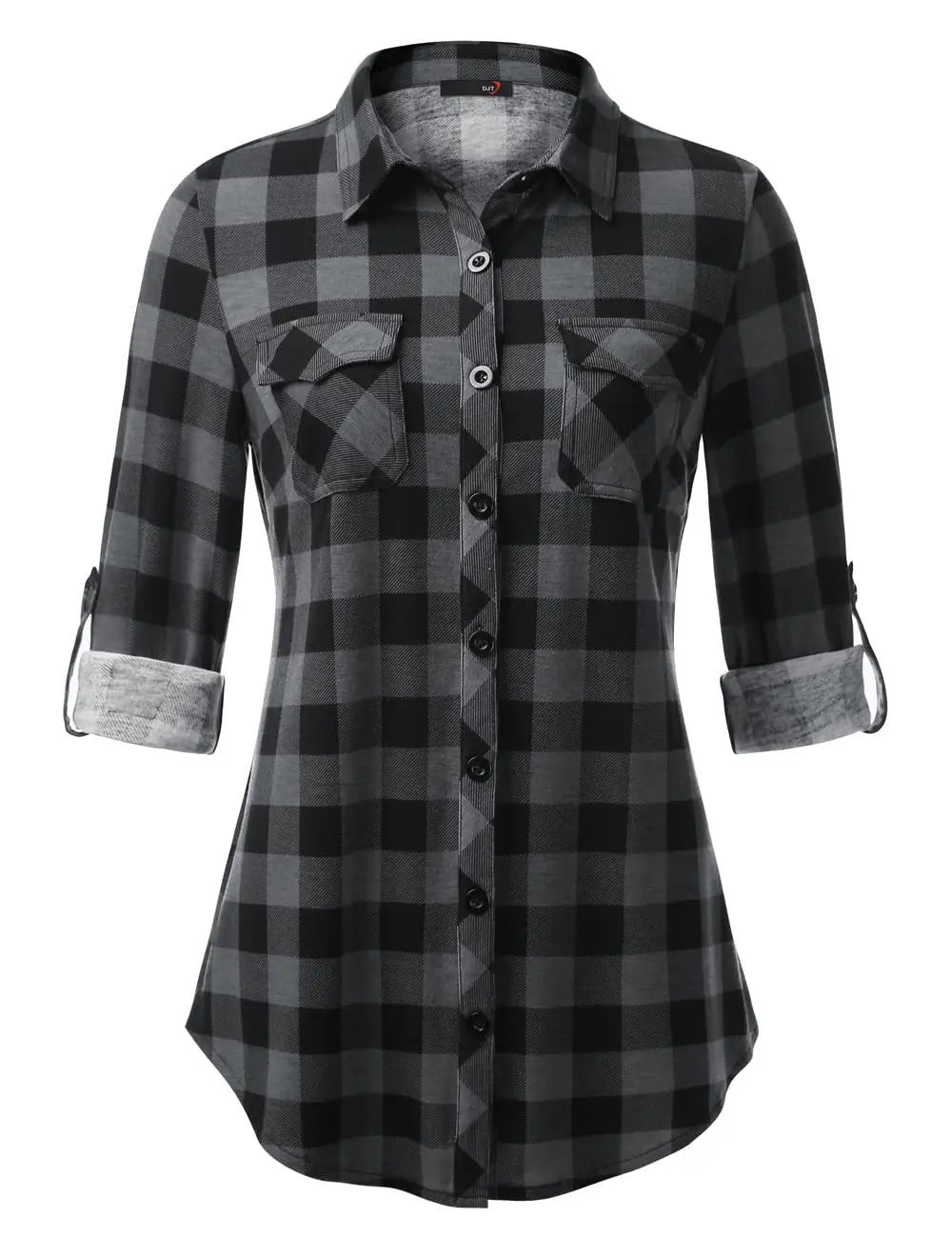 Plaid Pouch Button Cuff Comfort And Casual Printed Women's Shirt Lady T Fashions