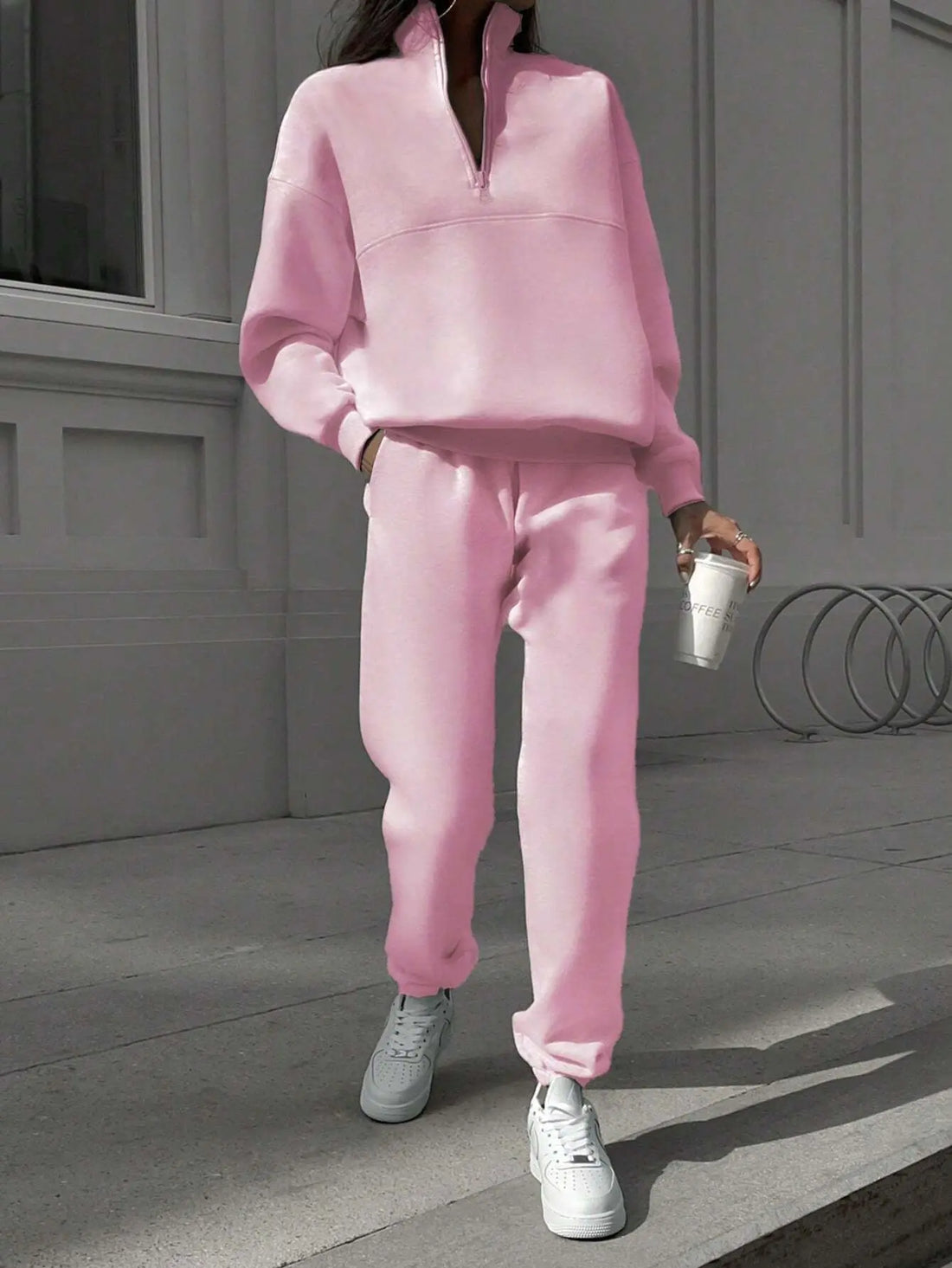 Long-sleeved Sports Sweatshirt Suit Fashion Stand-up Collar Zip-up Top And Elastic Band Trousers With Pocket Srping Fall Clothing For Women Lady T Fashions