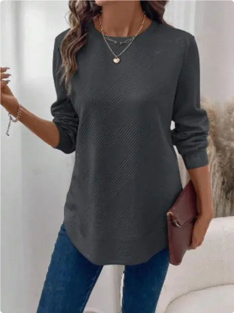 Women's Crew Neck Casual Long Sleeve Shirt Lady T Fashions