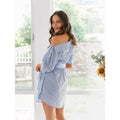 Striped No Elastic Waist Tight Slimming Short Sleeve Dress Lady T Fashions