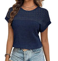 Women's Hollow Breathable All-match Short-sleeved T-shirt Lady T Fashions