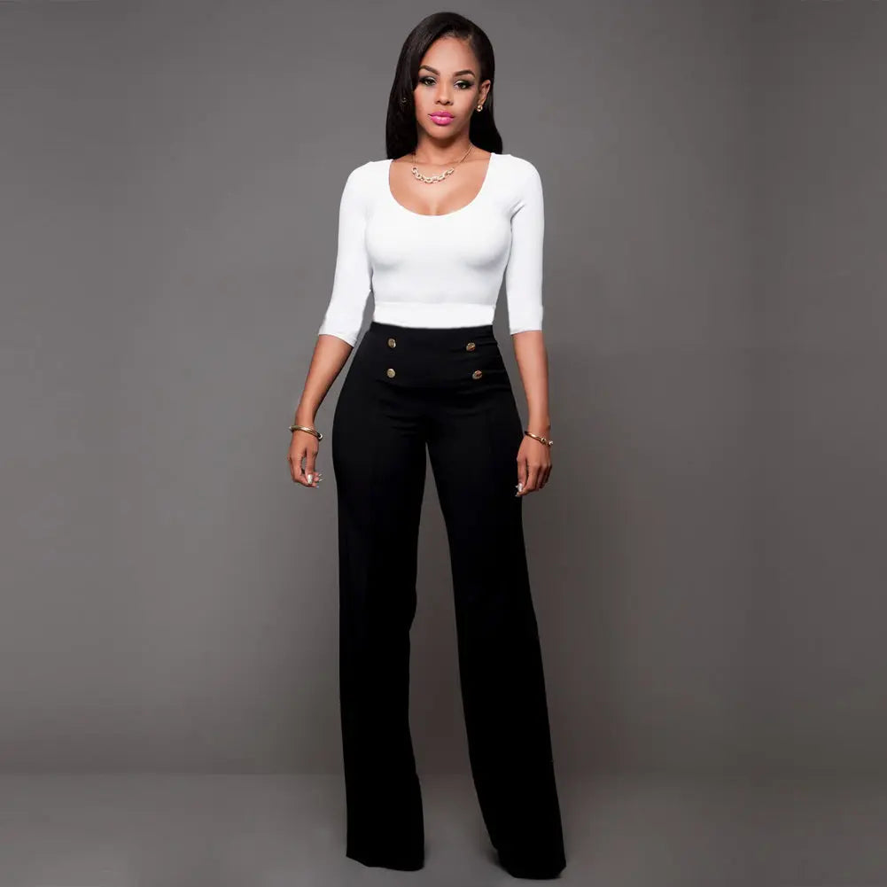 Double breasted flared pants Lady T Fashions