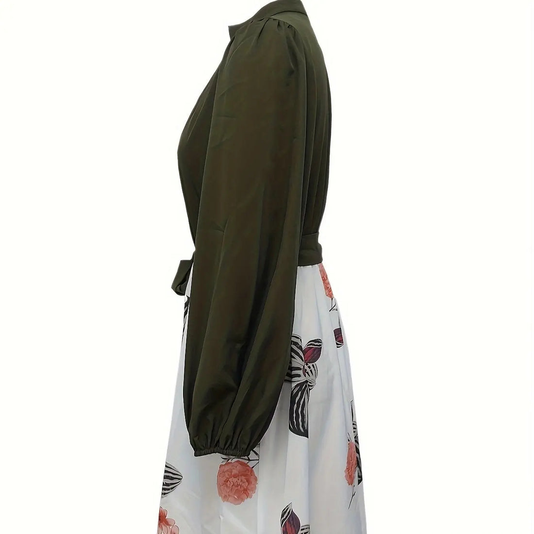 Ladies' Fashion Printed V-neck Waist Strap Casual Dress Lady T Fashions