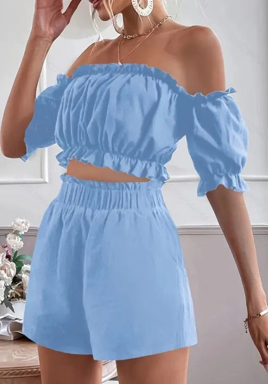 Two Pieces Of Short Sleeve Shorts For Women Lady T Fashions