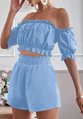 Two Pieces Of Short Sleeve Shorts For Women Lady T Fashions