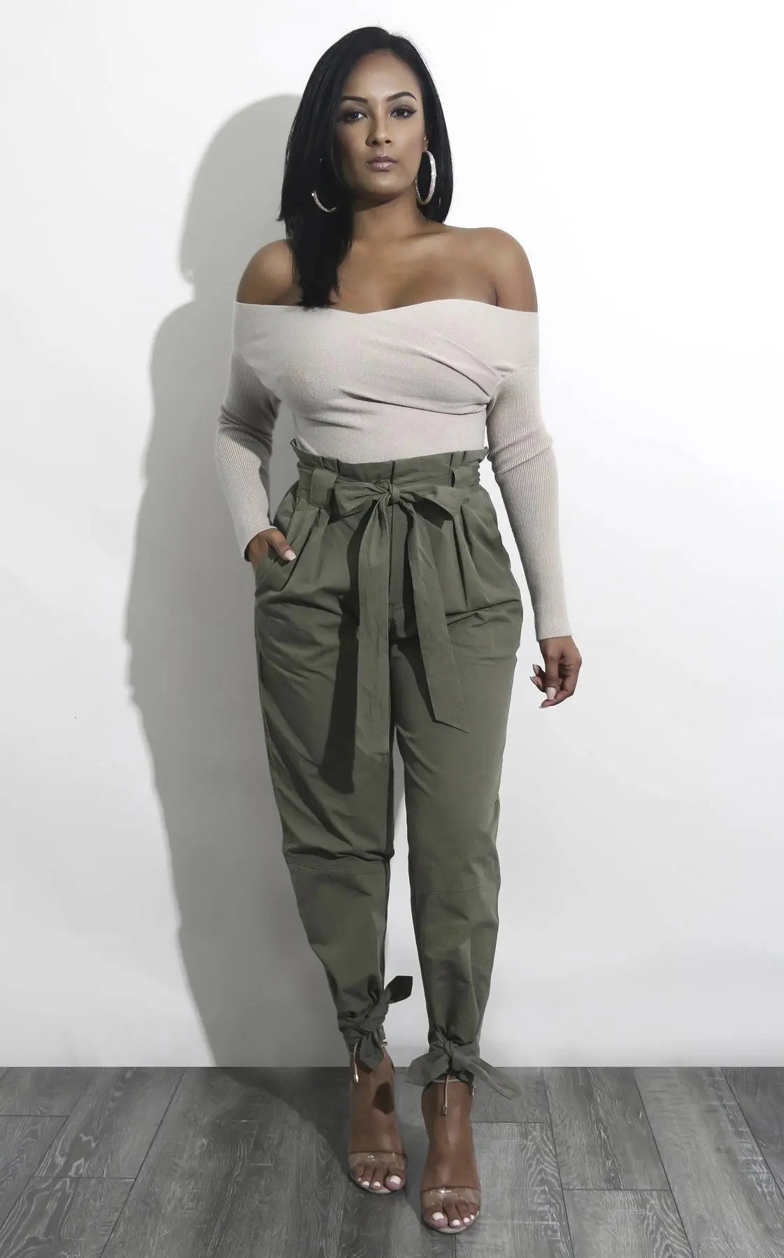 CALOFE Summer Autumn Loose Bow Ruffle Women Pants Summer Casual Belt High Waist Solid Trousers Steetwear Female Pants Lady T Fashions