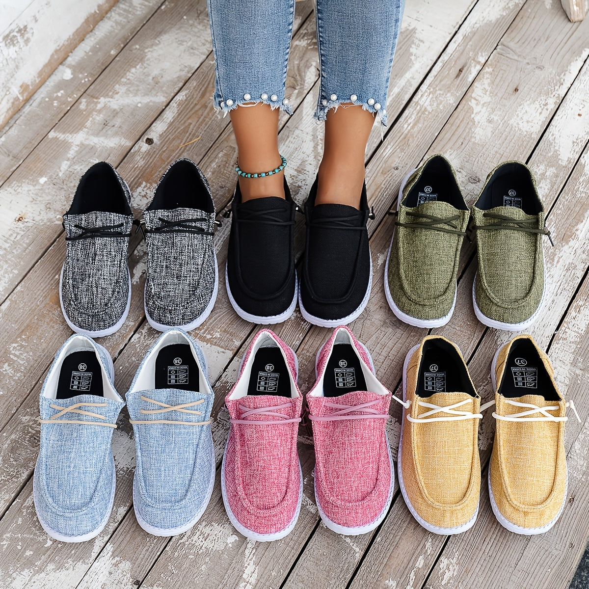 Women's Solid Color Canvas Shoes, Casual Lace Up Flat Sneakers, Women's Daily Travel Shoes Lady T Fashions