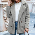 Loose Lapel Fluffy Coat Winter Button Jacket Cardigan Outwear For Women Clothing Lady T Fashions