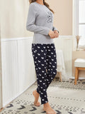 Cartoon Dog Print Pajama Set, Long Sleeve Crew Neck Top & Elastic Waistband Pants, Women's Sleepwear & Loungewear Lady T Fashions