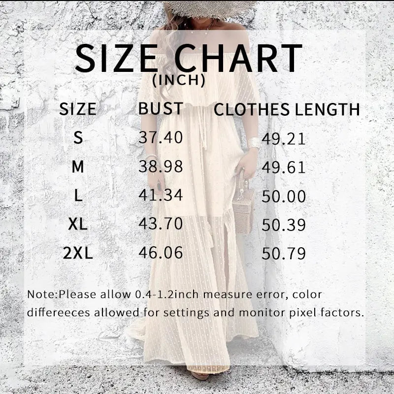 Womens Off The Shoulder Ruffle Party Dresses Side Split Beach Maxi Dress Lady T Fashions