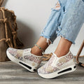 Stunning Floral Lace Platform Shoes - Fashion Sneakers with Height Increasing, Slip-On Design, Low Top Style, and Versatile Casual Wear - Perfect for Everyday Outings and Special Occasions Lady T Fashions