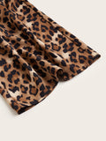 Women's Plus Size Leopard Print Wide Leg Pants - Elastic Waist, Loose Fit Casual Straight Leg Trousers For Spring Summer Fall, Lightweight Polyester Blend, Perfect For Beach Or Outdoor Outings Lady T Fashions