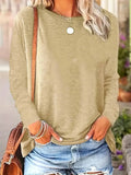4 Pack Women's Solid Color Casual Set Round Neck Long Sleeve Tops For Spring&Fall Lady T Fashions