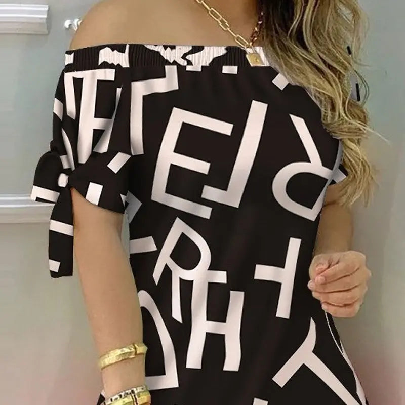 Womens Fashionable Off-Shoulder Slim Dress With Elegant Knot Detail Sexy Spring & Summer Evening Dress Lady T Fashions