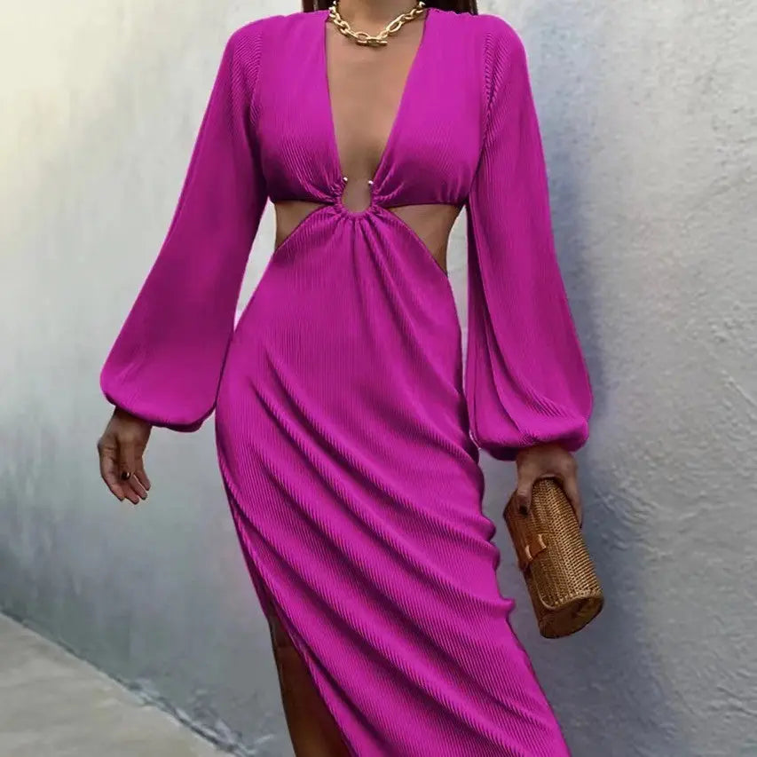 Autumn Fashion Pressed Pleated Waistless Women's Dresses Lady T Fashions