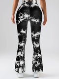 High-Waist Tummy Control Flare Yoga Pants For Women, Tie-Dye Stretch Slimming Bootcut Workout Pants, Fitness & Sports Activewear Lady T Fashions