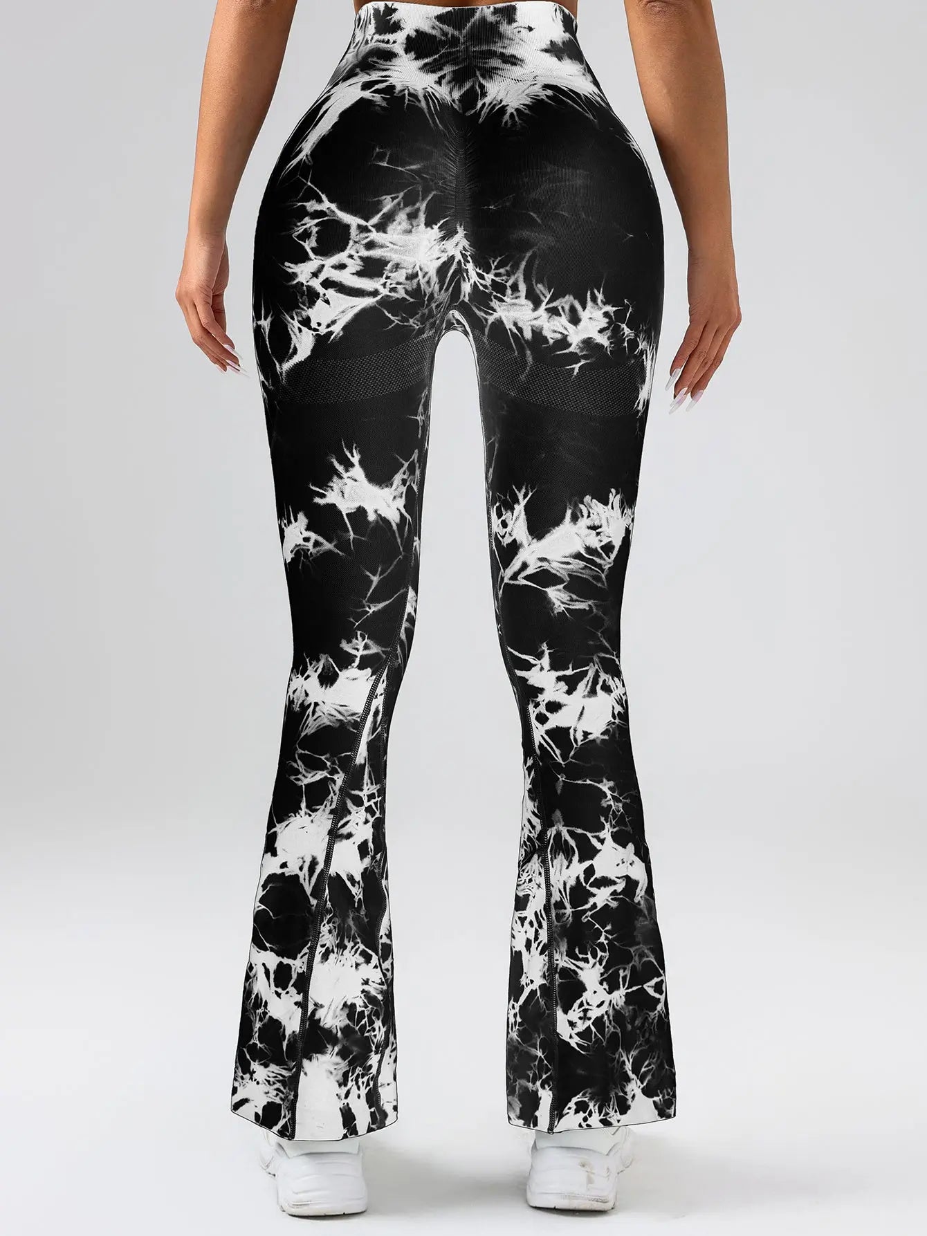 High-Waist Tummy Control Flare Yoga Pants For Women, Tie-Dye Stretch Slimming Bootcut Workout Pants, Fitness & Sports Activewear Lady T Fashions