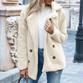 Loose Lapel Fluffy Coat Winter Button Jacket Cardigan Outwear For Women Clothing Lady T Fashions