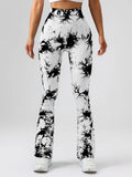 High-Waist Tummy Control Flare Yoga Pants For Women, Tie-Dye Stretch Slimming Bootcut Workout Pants, Fitness & Sports Activewear Lady T Fashions