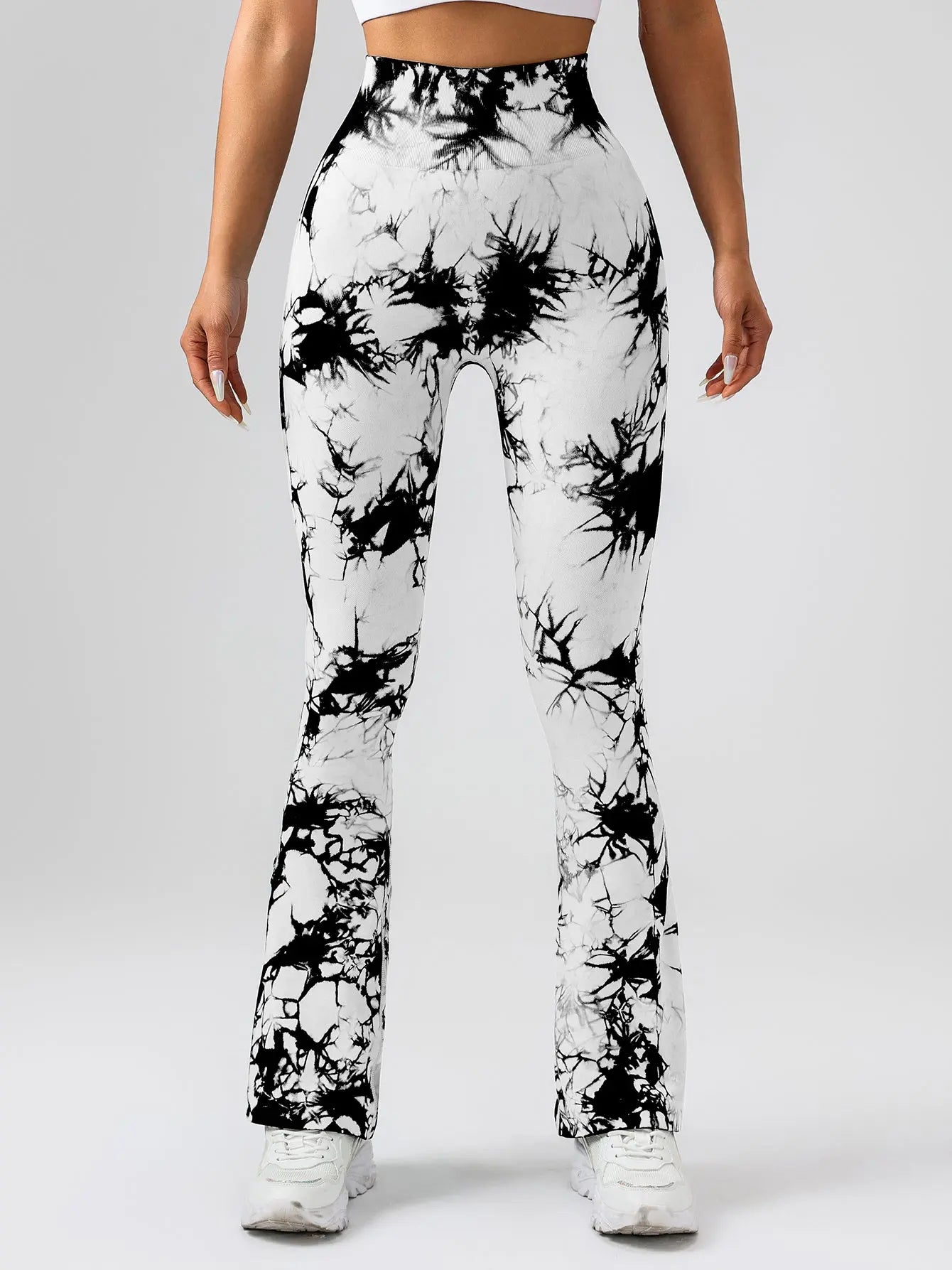 High-Waist Tummy Control Flare Yoga Pants For Women, Tie-Dye Stretch Slimming Bootcut Workout Pants, Fitness & Sports Activewear Lady T Fashions