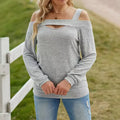 Womens Cold Shoulder Top Cut Out Long Sleeve Basic T Shirts Casual Blouse Tshirts Lady T Fashions
