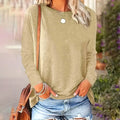 4 Pack Women's Solid Color Casual Set Round Neck Long Sleeve Tops For Spring&Fall Lady T Fashions