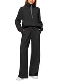 Solid Color Long-sleeved Sweater Trousers Suit Women's Suit Lady T Fashions